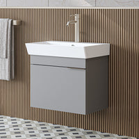 Roomart Badmöbel LYCIA 60 cm – Waschbeckenunterschrank mit Keramik-Waschbecken – Waschtischunterschrank für Badezimmer – Modernes Badmöbel mit Stauraum – 4 Farben