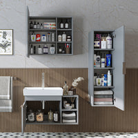 Roomart Badmöbel Set LYCIA 82 cm – 4-teiliges Badezimmermöbel-Set mit Keramik-Waschbecken, Spiegelschrank & Seitenschrank – Badmöbel in 4 Farben