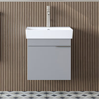 Roomart Badmöbel LYCIA 50 cm – Waschbeckenunterschrank mit Keramik-Waschbecken – Waschtischunterschrank für Badezimmer – Modernes Badmöbel mit Stauraum – 4 Farben