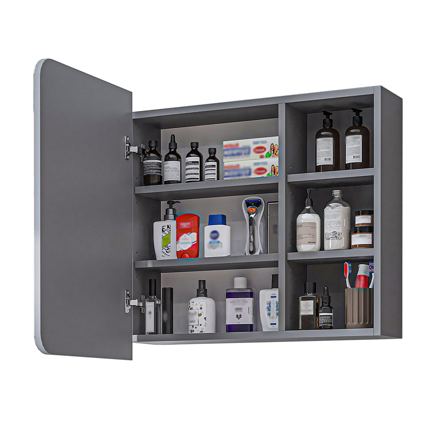 Roomart Bad Spiegelschrank LYCIA 70 cm – Badezimmerspiegel mit Stauraum, für Bad & Gäste-WC, in 4 Farben