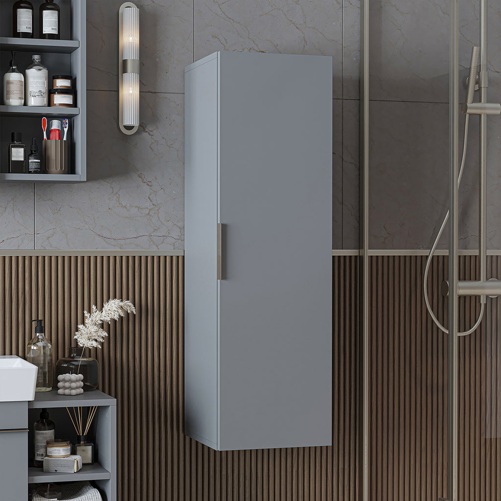 Roomart Badmöbel Set LYCIA 120 cm – 4-teiliges Badezimmermöbel-Set mit Keramik-Waschbecken, Spiegelschrank & Seitenschrank – Badmöbel in 4 Farben