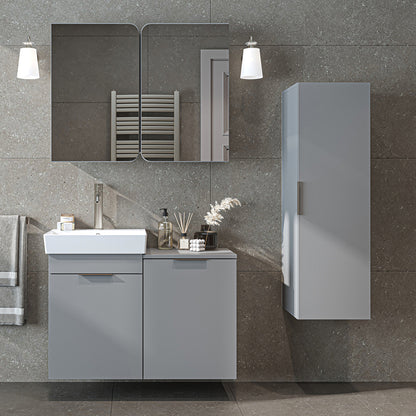 Roomart 3-teiliges Badmöbel-Set LYCIA, 49 cm, Waschtisch, Spiegelschrank und Hochschrank, in 4 Farben