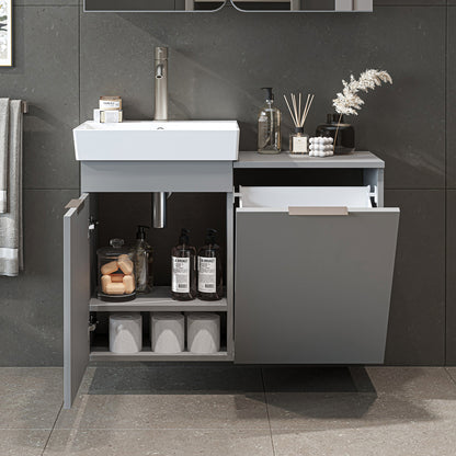 Roomart 2-teiliges Badmöbel-Set LYCIA, 49 cm, Waschtisch mit Spiegelschrank, in 4 Farben