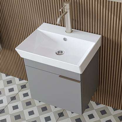 Roomart Badmöbel LYCIA 50 cm – Waschbeckenunterschrank mit Keramik-Waschbecken – Waschtischunterschrank für Badezimmer – Modernes Badmöbel mit Stauraum – 4 Farben