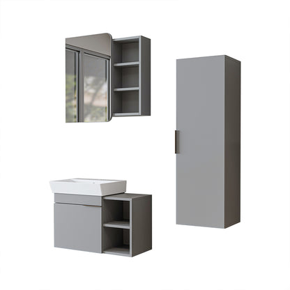 Roomart Badmöbel Set LYCIA 72 cm – 4-teiliges Badezimmermöbel-Set mit Keramik-Waschbecken, Spiegelschrank & Seitenschrank – Badmöbel in 4 Farben