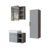 Roomart Badmöbel Set LYCIA 72 cm – 4-teiliges Badezimmermöbel-Set mit Keramik-Waschbecken, Spiegelschrank & Seitenschrank – Badmöbel in 4 Farben