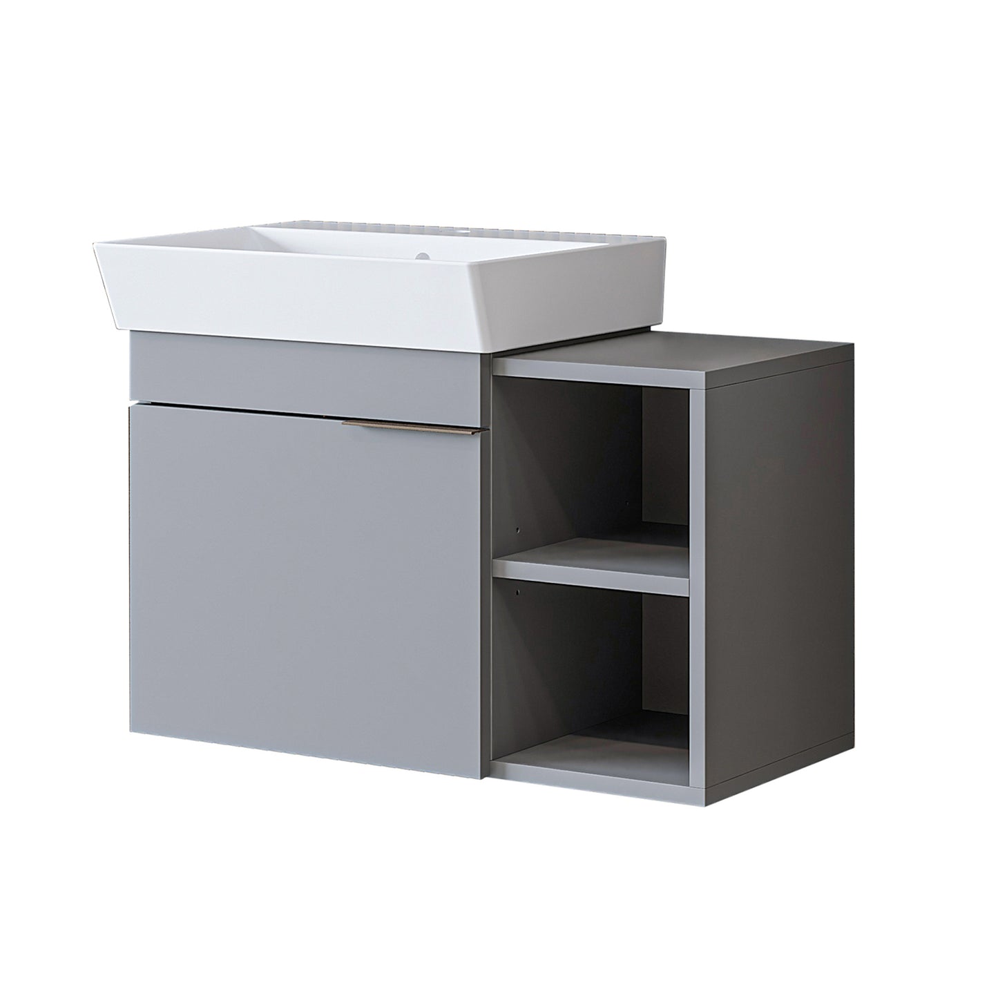 Roomart Badmöbel LYCIA 72 cm – Waschbeckenunterschrank mit Keramik-Waschbecken – Waschtischunterschrank für Badezimmer – Modernes Badmöbel mit Stauraum – 4 Farben