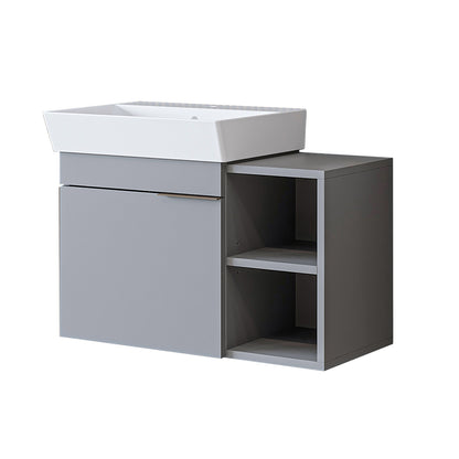 Roomart Badmöbel LYCIA 72 cm – Waschbeckenunterschrank mit Keramik-Waschbecken – Waschtischunterschrank für Badezimmer – Modernes Badmöbel mit Stauraum – 4 Farben