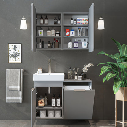 Roomart 2-teiliges Badmöbel-Set LYCIA, 49 cm, Waschtisch mit Spiegelschrank, in 4 Farben