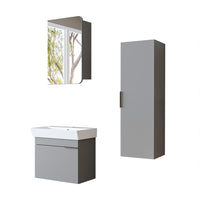 Roomart Badmöbel Set LYCIA 60 cm – 4-teiliges Badezimmermöbel-Set mit Keramik-Waschbecken, Spiegelschrank & Seitenschrank – Badmöbel in 4 Farben