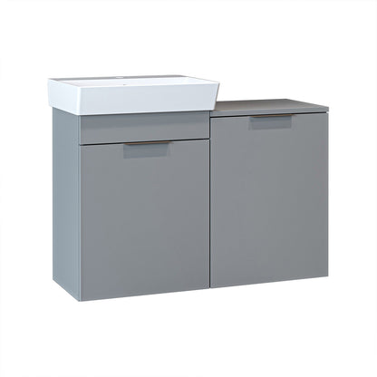 Roomart Waschbeckenunterschrank LYCIA, 49 cm, mit Waschbecken und Wäschefach, in 4 Farben