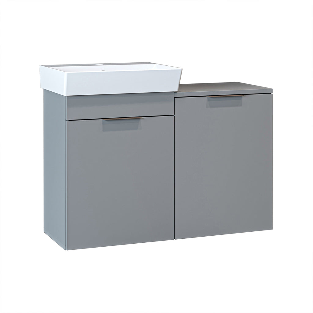 Roomart Waschbeckenunterschrank LYCIA, 49 cm, mit Waschbecken und Wäschefach, in 4 Farben