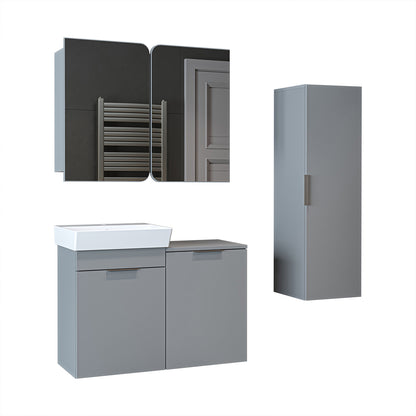 Roomart 3-teiliges Badmöbel-Set LYCIA, 49 cm, Waschtisch, Spiegelschrank und Hochschrank, in 4 Farben