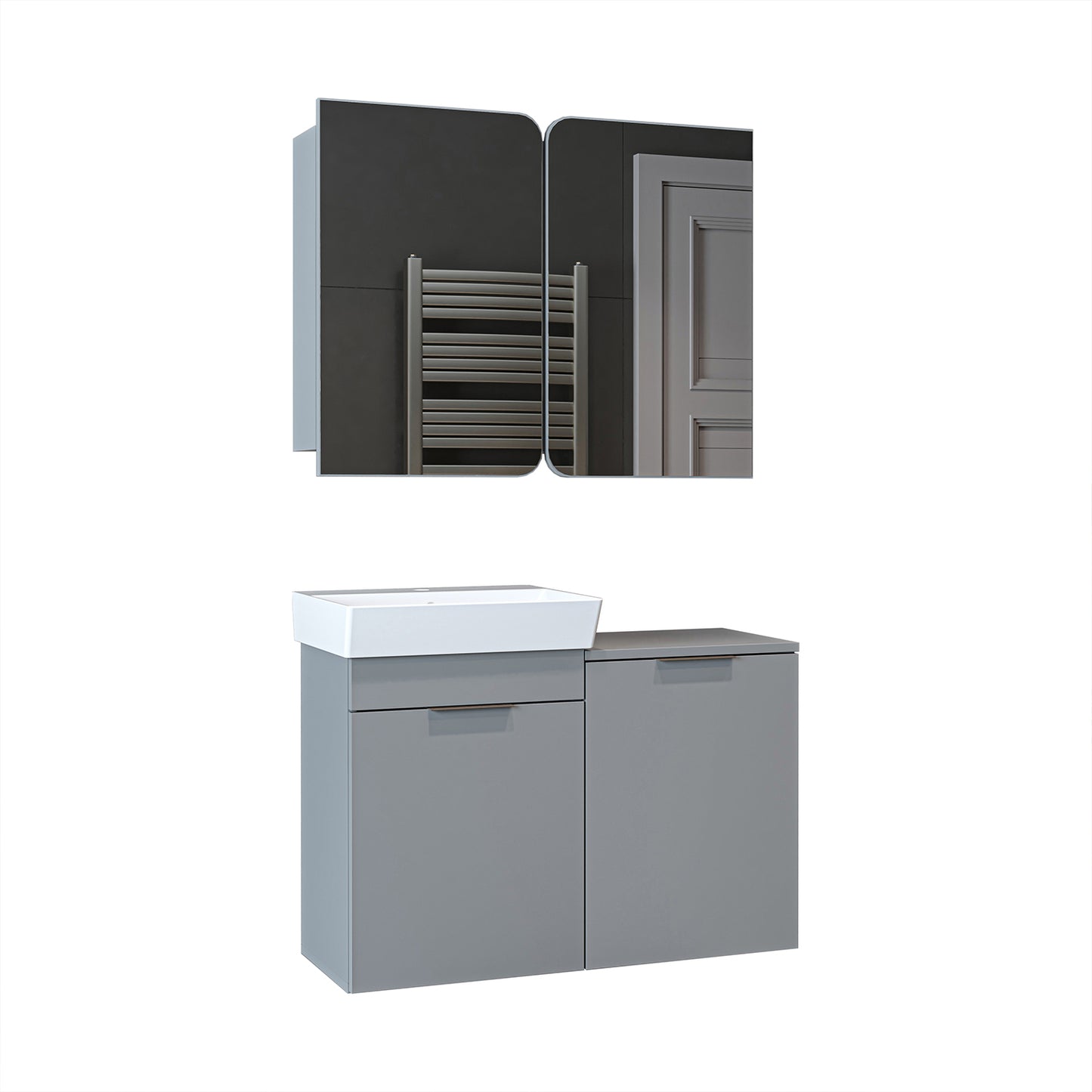 Roomart 2-teiliges Badmöbel-Set LYCIA, 49 cm, Waschtisch mit Spiegelschrank, in 4 Farben