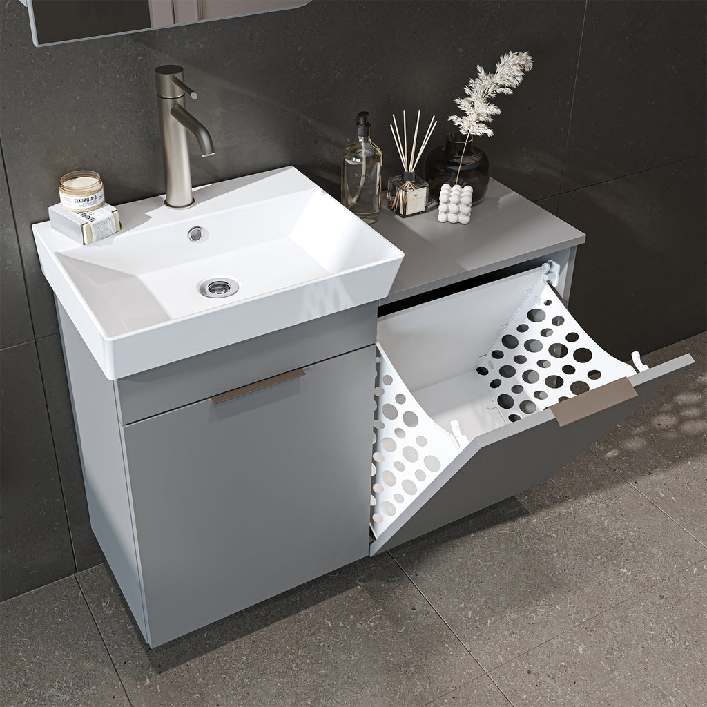 Roomart 2-teiliges Badmöbel-Set LYCIA, 49 cm, Waschtisch mit Spiegelschrank, in 4 Farben