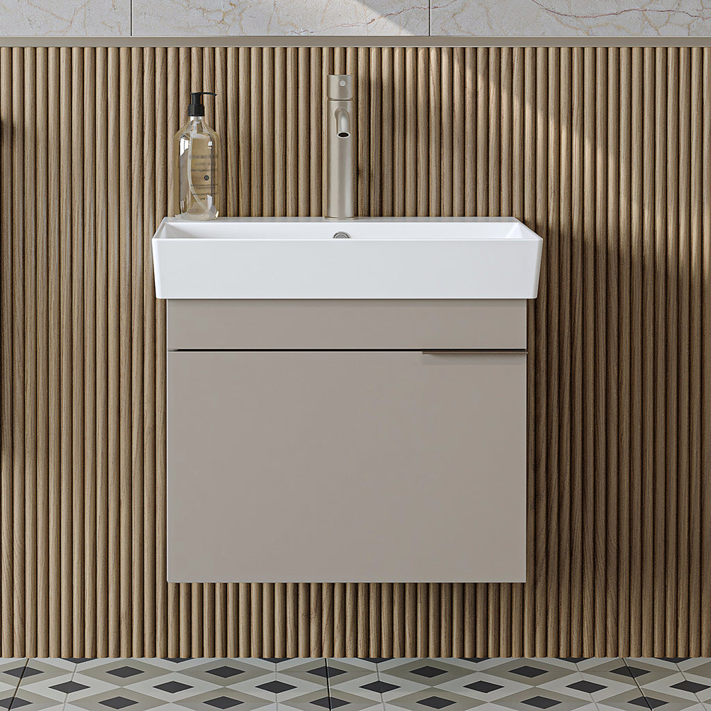 Roomart Badmöbel LYCIA 60 cm – Waschbeckenunterschrank mit Keramik-Waschbecken – Waschtischunterschrank für Badezimmer – Modernes Badmöbel mit Stauraum – 4 Farben