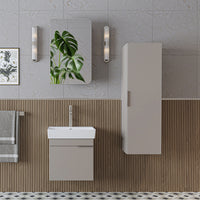 ROOMART Badmöbelset LYCIA 50 cm Unterschrank mit Keramik-Waschbecken, Spiegelschrank, Seitenschrank, Badezimmermöbel in 4 Farben