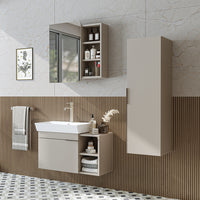 Roomart Badmöbel Set LYCIA 82 cm – 4-teiliges Badezimmermöbel-Set mit Keramik-Waschbecken, Spiegelschrank & Seitenschrank – Badmöbel in 4 Farben