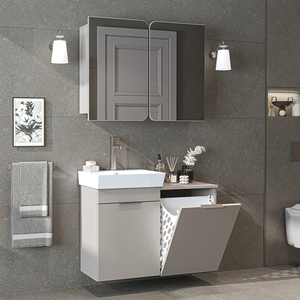 Roomart 2-teiliges Badmöbel-Set LYCIA, 49 cm, Waschtisch mit Spiegelschrank, in 4 Farben