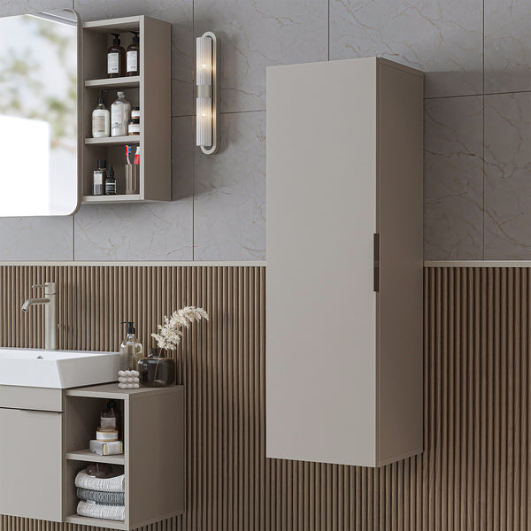 Roomart Bad Hochschrank LYCIA, 114 cm, schmaler Seitenschrank mit Stauraum, in 4 Farben