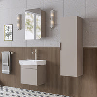 ROOMART Badmöbelset LYCIA 50 cm Unterschrank mit Keramik-Waschbecken, Spiegelschrank, Seitenschrank, Badezimmermöbel in 4 Farben