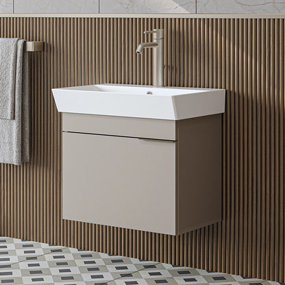 Roomart Badmöbel LYCIA 60 cm – Waschbeckenunterschrank mit Keramik-Waschbecken – Waschtischunterschrank für Badezimmer – Modernes Badmöbel mit Stauraum – 4 Farben