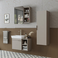 Roomart Badmöbel Set LYCIA 72 cm – 4-teiliges Badezimmermöbel-Set mit Keramik-Waschbecken, Spiegelschrank & Seitenschrank – Badmöbel in 4 Farben