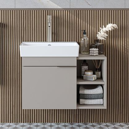 Roomart Badmöbel LYCIA 72 cm – Waschbeckenunterschrank mit Keramik-Waschbecken – Waschtischunterschrank für Badezimmer – Modernes Badmöbel mit Stauraum – 4 Farben