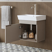 Roomart Badmöbel LYCIA 50 cm – Waschbeckenunterschrank mit Keramik-Waschbecken – Waschtischunterschrank für Badezimmer – Modernes Badmöbel mit Stauraum – 4 Farben