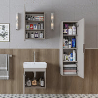 ROOMART Badmöbelset LYCIA 50 cm Unterschrank mit Keramik-Waschbecken, Spiegelschrank, Seitenschrank, Badezimmermöbel in 4 Farben