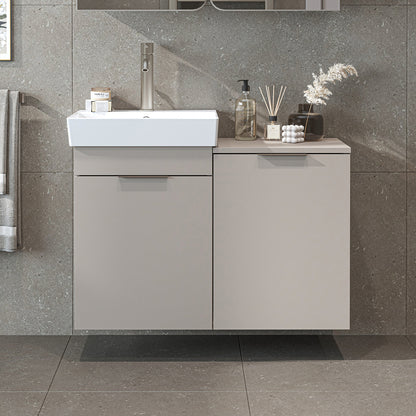 Roomart Waschbeckenunterschrank LYCIA, 49 cm, mit Waschbecken und Wäschefach, in 4 Farben