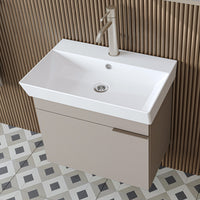 Roomart Badmöbel LYCIA 60 cm – Waschbeckenunterschrank mit Keramik-Waschbecken – Waschtischunterschrank für Badezimmer – Modernes Badmöbel mit Stauraum – 4 Farben