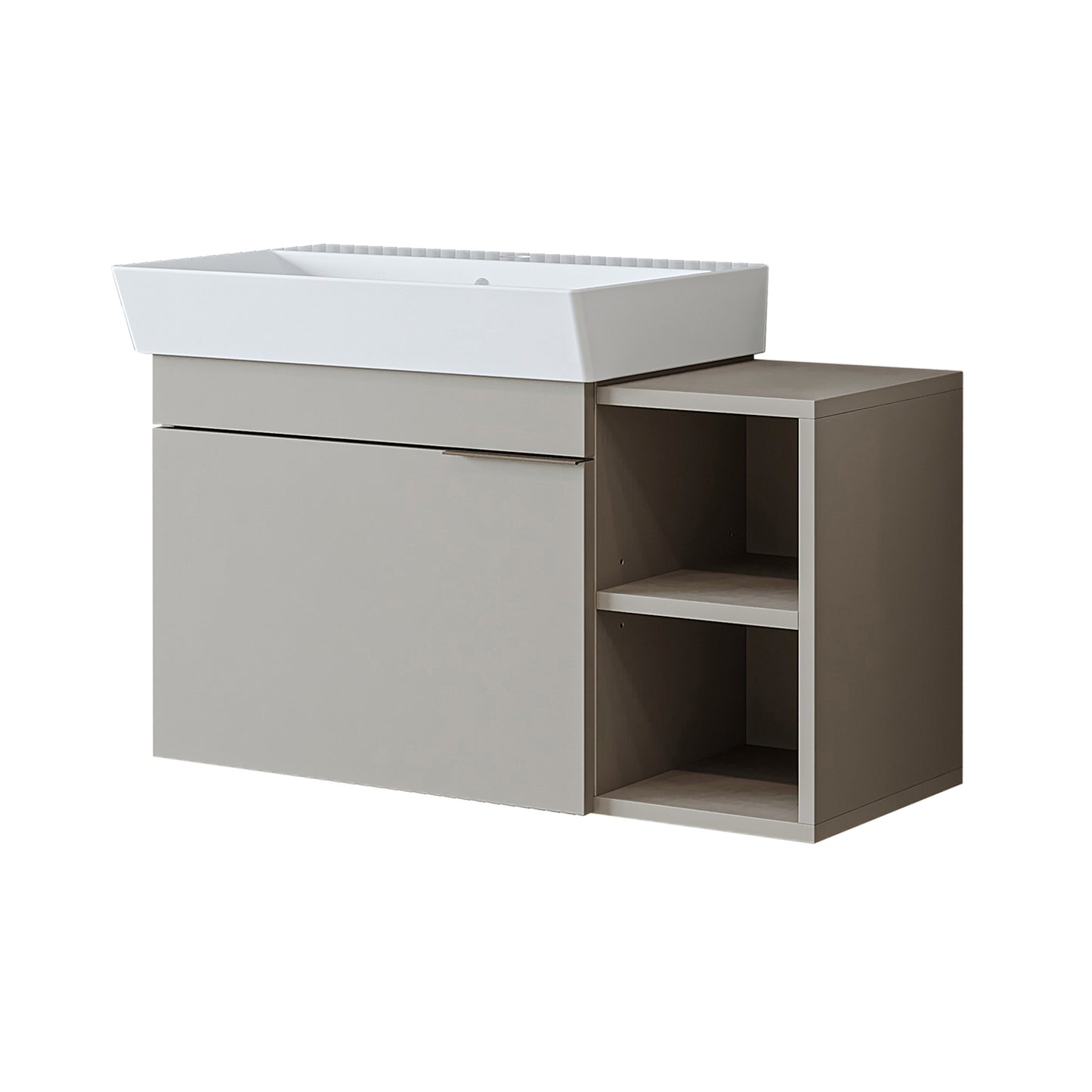 Roomart Badmöbel LYCIA 82 cm – Waschbeckenunterschrank mit Keramik-Waschbecken – Waschtischunterschrank für Badezimmer – Modernes Badmöbel mit Stauraum – 4 Farben