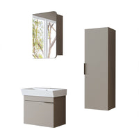 Roomart Badmöbel Set LYCIA 60 cm – 4-teiliges Badezimmermöbel-Set mit Keramik-Waschbecken, Spiegelschrank & Seitenschrank – Badmöbel in 4 Farben