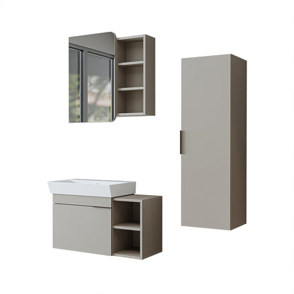 Roomart Badmöbel Set LYCIA 82 cm – 4-teiliges Badezimmermöbel-Set mit Keramik-Waschbecken, Spiegelschrank & Seitenschrank – Badmöbel in 4 Farben