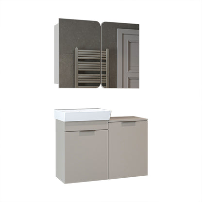 Roomart 2-teiliges Badmöbel-Set LYCIA, 49 cm, Waschtisch mit Spiegelschrank, in 4 Farben