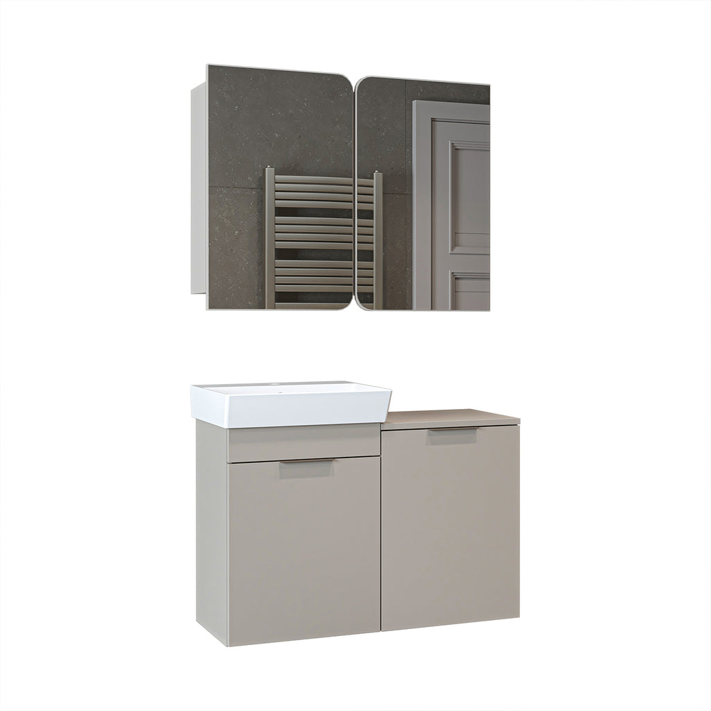 Roomart 2-teiliges Badmöbel-Set LYCIA, 49 cm, Waschtisch mit Spiegelschrank, in 4 Farben