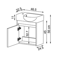 Roomart Waschtischunterschrank LEO mit Keramik-Waschbecken – Gäste-WC Badmöbel – Wasserhahn links