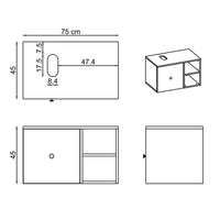 Roomart Badezimmermöbel LOTUS 75 cm – Keramik Waschbecken &/oder Unterschrank – Modernes Design – Varianten wählbar – Weiß-Eiche, Eiche oder Anthrazit-Eiche