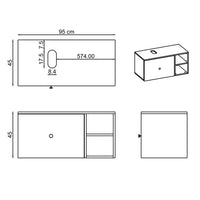 Roomart Ensemble de meubles de salle de bains LOTUS 95 cm 4 pièces avec lavabo en céramique