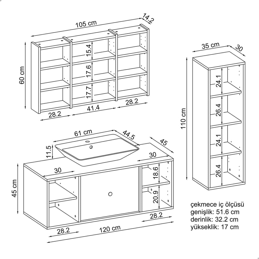 Roomart bathroom furniture set GUSTO-ATL 120 cm 4 pieces with ceramic washbasin- bathroom cabinet, washbasin, bathroom furniture, bathroom cabinet, bathroom, with, vanity unit, bathroom furniture, set, washbasin, furniture