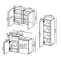 Roomart 3-teiliges Badmöbel-Set LYCIA, 49 cm, Waschtisch, Spiegelschrank und Hochschrank, in 4 Farben