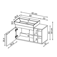 Roomart Badmöbel Set LYCIA 82 cm – 4-teiliges Badezimmermöbel-Set mit Keramik-Waschbecken, Spiegelschrank & Seitenschrank – Badmöbel in 4 Farben