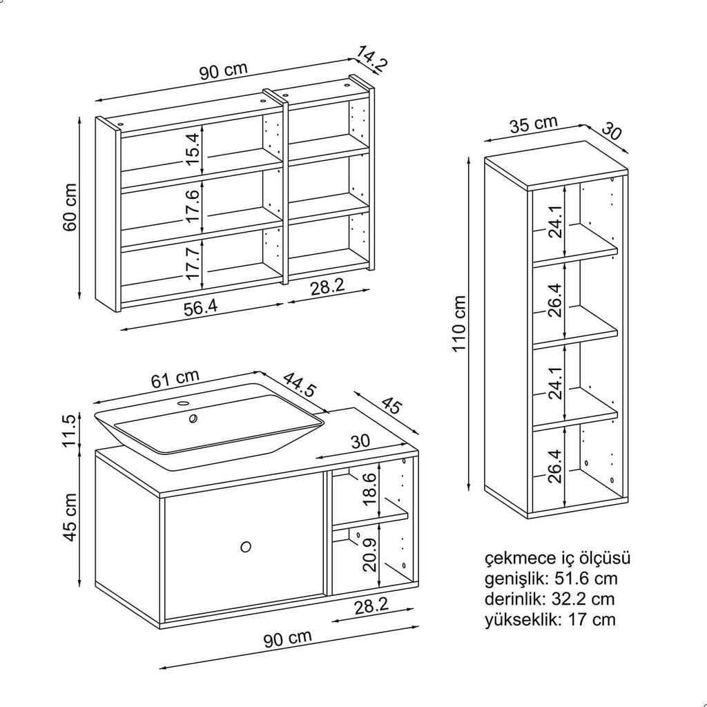 Roomart Zestaw mebli łazienkowych GUSTO-ATL 90 cm - szafka łazienkowa, umywalka, meble łazienkowe, szafka łazienkowa, łazienka, z, szafka podumywalkowa, meble łazienkowe, zestaw, umywalka, meble, meble łazienkowe, łazienka, szafki łazienkowe