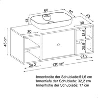 Mobili da bagno Roomart GUSTO 120 cm - Lavabo e/o mobiletto in ceramica - Design moderno - Varianti a scelta - Mobile da bagno in rovere o bianco, lavabo, mobili da bagno, mobile da bagno, bagno, con, mobiletto, mobili da bagno, set, lavabo, m