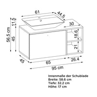Roomart Ensemble de meubles de salle de bains LOTUS 95 cm 4 pièces avec lavabo en céramique - armoire de salle de bains, lavabo, meubles de salle de bains, armoire de salle de bains, avec, meuble bas, meubles de salle de bains, ensemble, lavabo, meubles, meubles de salle de bains, salle de bains, armoires de salle de bains, étroites, étroites