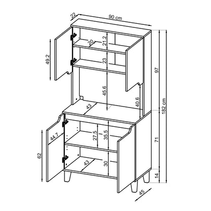 Roomart Küchenschrank DEFNE, 182 cm, mit offener Nische für Kaffeemaschine, in 5 Farben
