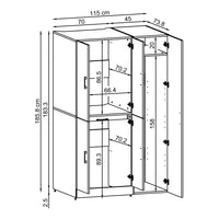 Roomart Waschmaschinenschrank - SERIE DORA-I-  115 cm breit -  Wasch- & Trocknerschrank mit Türen & Ausziehbrett, 115 cm breit, Waschmaschinen-Überbau für Waschküche & Hauswirtschaftsraum – Weiß, Weiß-Eiche, Anthrazit-Eiche, Eiche, Schwarz-Eiche