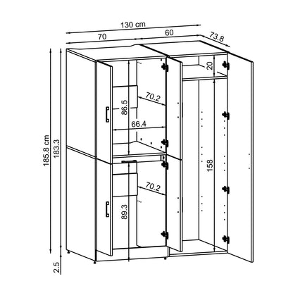 Roomart Waschmaschinenschrank- DORA-I- 130 cm breit – Waschmaschinen- & Trockner-Überbau mit Türen und Ausziehplatte, Bad & Waschküche, 5 Farben