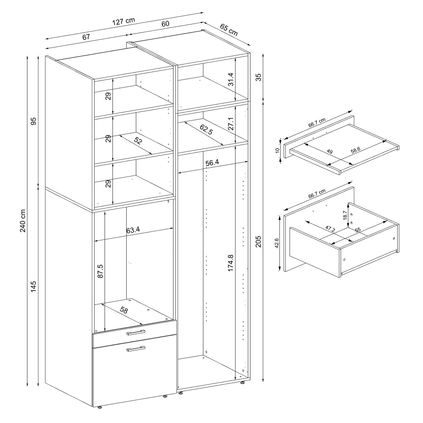 Roomart Schrankwand & Hochschrank Weiß Schwaz Eiche Badschrank Mehrzweckschrank- schrank, badezimmerschrank, waschmaschinenschrank, badschrank, badezimmermöbel, waschmaschinenregal, waschturm, hochschrank, bad, möbel, weiß, waschmaschinen, unterschrank, w